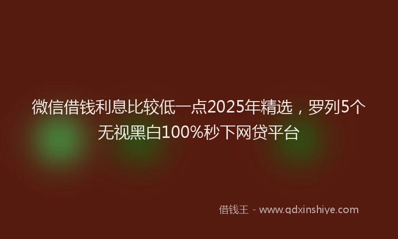 微信借钱利息比较低一点2025年精选，罗列5个无视黑白100%秒下网贷平台