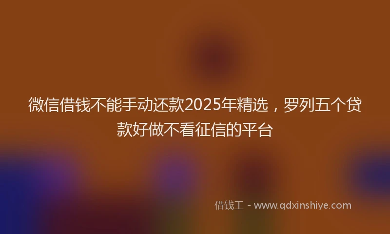 微信借钱不能手动还款2025年精选，罗列五个贷款好做不看征信的平台