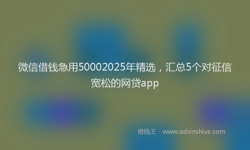 微信借钱急用50002025年精选，汇总5个对征信宽松的网贷app