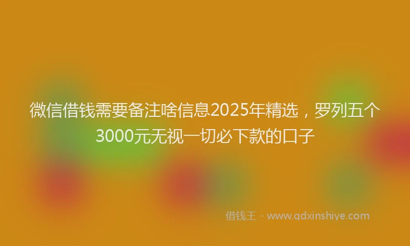 微信借钱需要备注啥信息2025年精选，罗列五个3000元无视一切必下款的口子