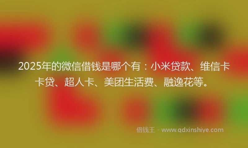 2025年的微信借钱是哪个有：小米贷款、维信卡卡贷、超人卡、美团生活费、融逸花等。