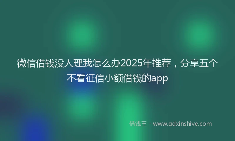 微信借钱没人理我怎么办2025年推荐，分享五个不看征信小额借钱的app
