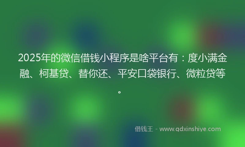 2025年的微信借钱小程序是啥平台有：度小满金融、柯基贷、替你还、平安口袋银行、微粒贷等。