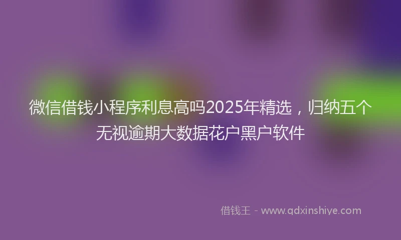 微信借钱小程序利息高吗2025年精选，归纳五个无视逾期大数据花户黑户软件