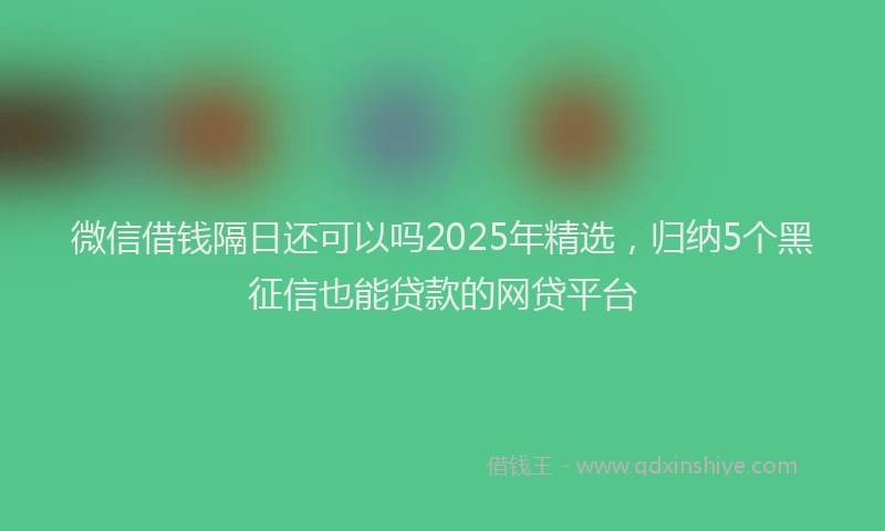 微信借钱隔日还可以吗2025年精选，归纳5个黑征信也能贷款的网贷平台