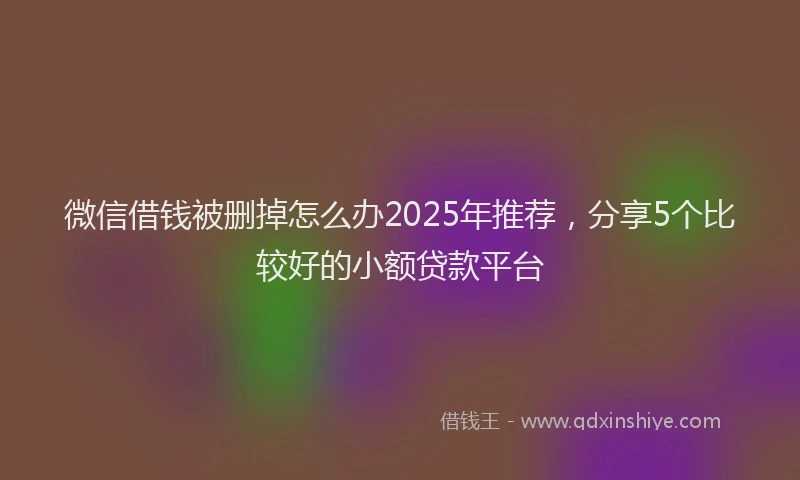 微信借钱被删掉怎么办2025年推荐，分享5个比较好的小额贷款平台