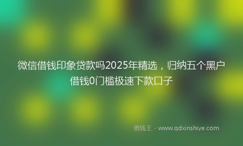 微信借钱印象贷款吗2025年精选，归纳五个黑户借钱0门槛极速下款口子