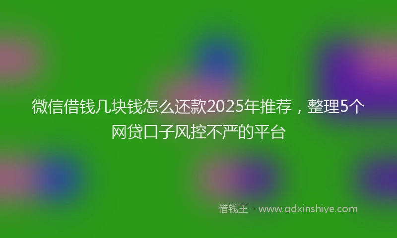 微信借钱几块钱怎么还款2025年推荐，整理5个网贷口子风控不严的平台