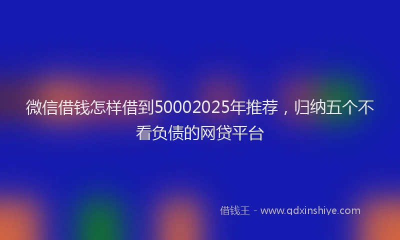 微信借钱怎样借到50002025年推荐，归纳五个不看负债的网贷平台