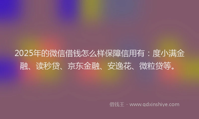 2025年的微信借钱怎么样保障信用有：度小满金融、读秒贷、京东金融、安逸花、微粒贷等。