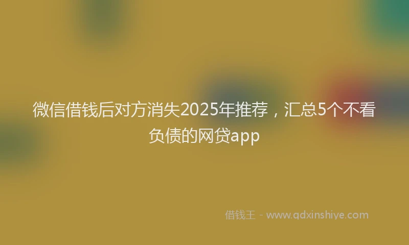 微信借钱后对方消失2025年推荐，汇总5个不看负债的网贷app