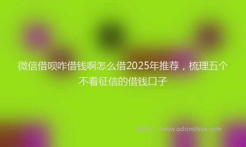 微信借呗咋借钱啊怎么借2025年推荐，梳理五个不看征信的借钱口子