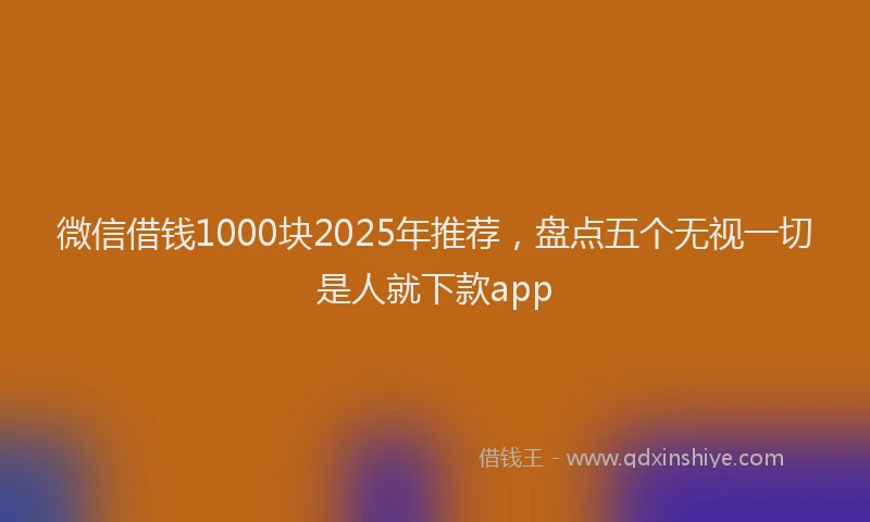 微信借钱1000块2025年推荐，盘点五个无视一切是人就下款app