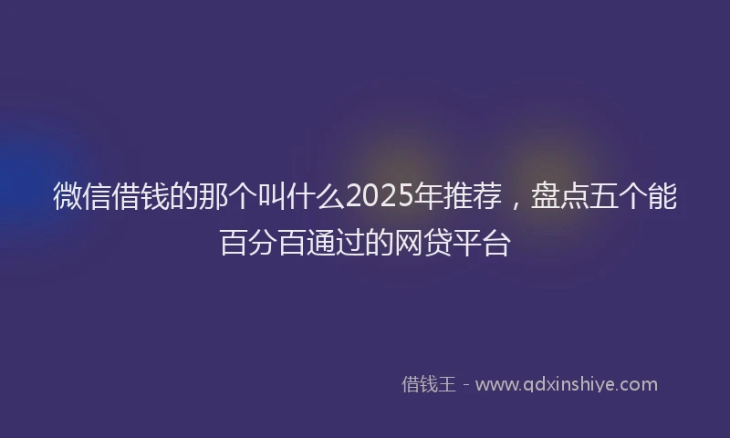 微信借钱的那个叫什么2025年推荐，盘点五个能百分百通过的网贷平台