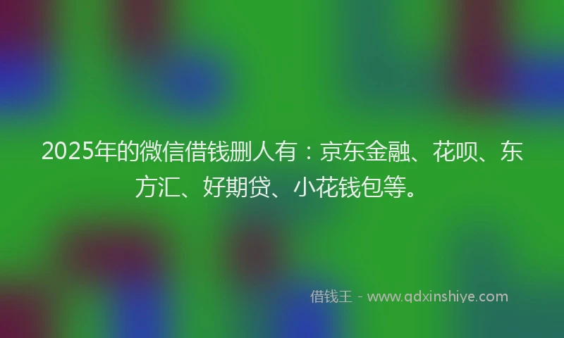2025年的微信借钱删人有：京东金融、花呗、东方汇、好期贷、小花钱包等。