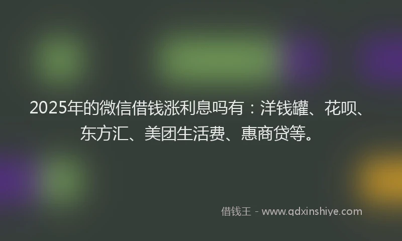 2025年的微信借钱涨利息吗有：洋钱罐、花呗、东方汇、美团生活费、惠商贷等。