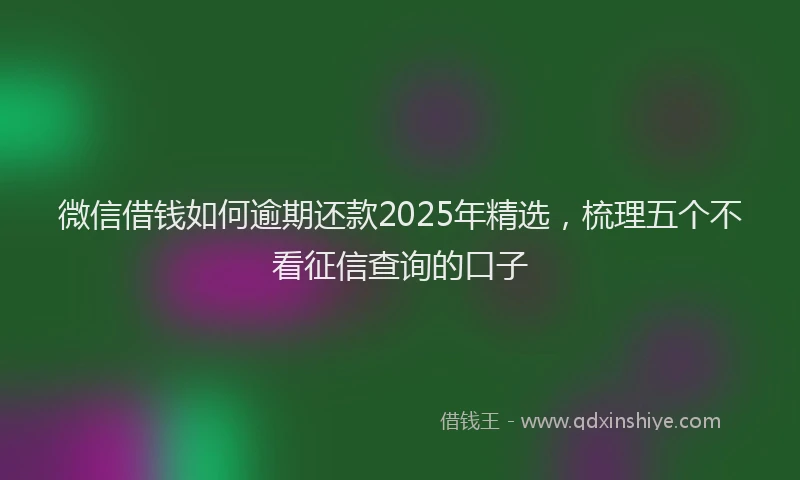 微信借钱如何逾期还款2025年精选，梳理五个不看征信查询的口子