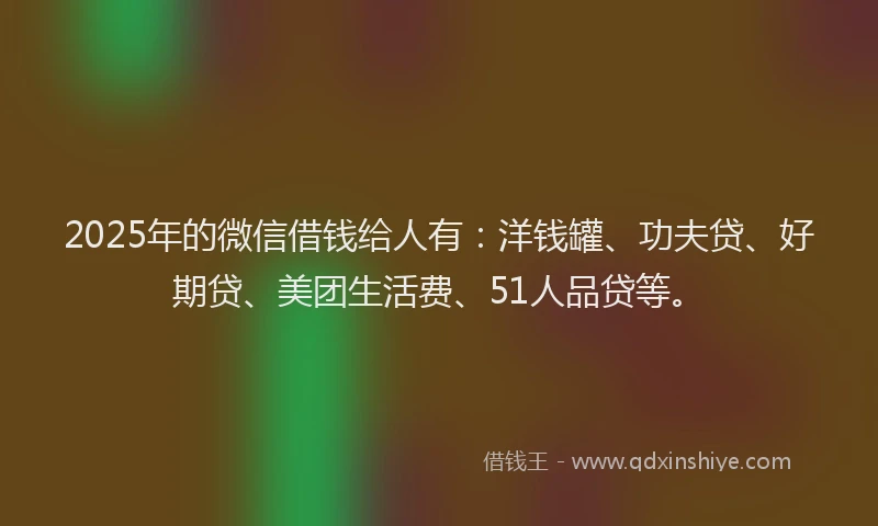 2025年的微信借钱给人有：洋钱罐、功夫贷、好期贷、美团生活费、51人品贷等。