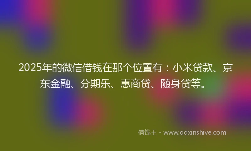 2025年的微信借钱在那个位置有：小米贷款、京东金融、分期乐、惠商贷、随身贷等。