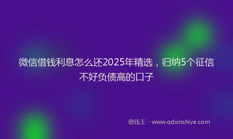微信借钱利息怎么还2025年精选，归纳5个征信不好负债高的口子
