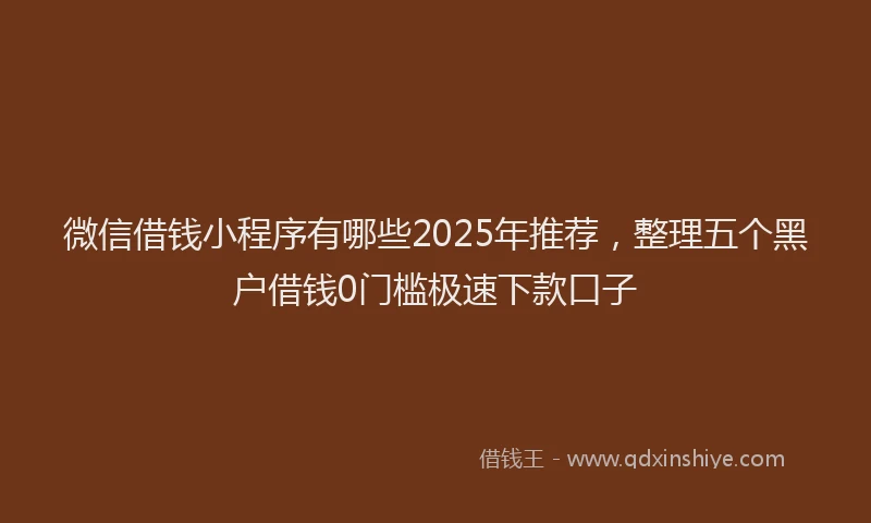 微信借钱小程序有哪些2025年推荐，整理五个黑户借钱0门槛极速下款口子