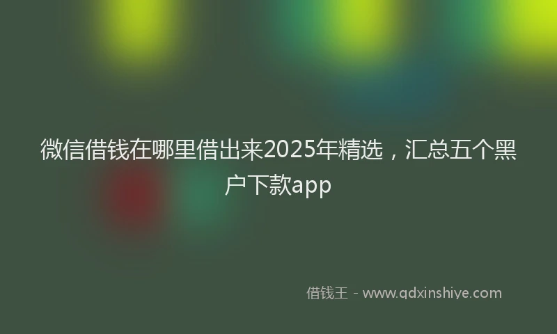 微信借钱在哪里借出来2025年精选，汇总五个黑户下款app