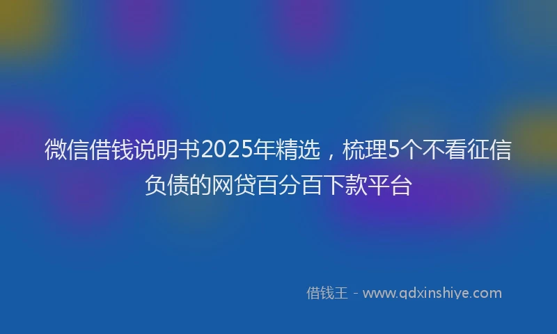微信借钱说明书2025年精选，梳理5个不看征信负债的网贷百分百下款平台