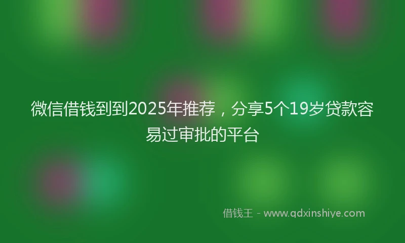 微信借钱到到2025年推荐，分享5个19岁贷款容易过审批的平台