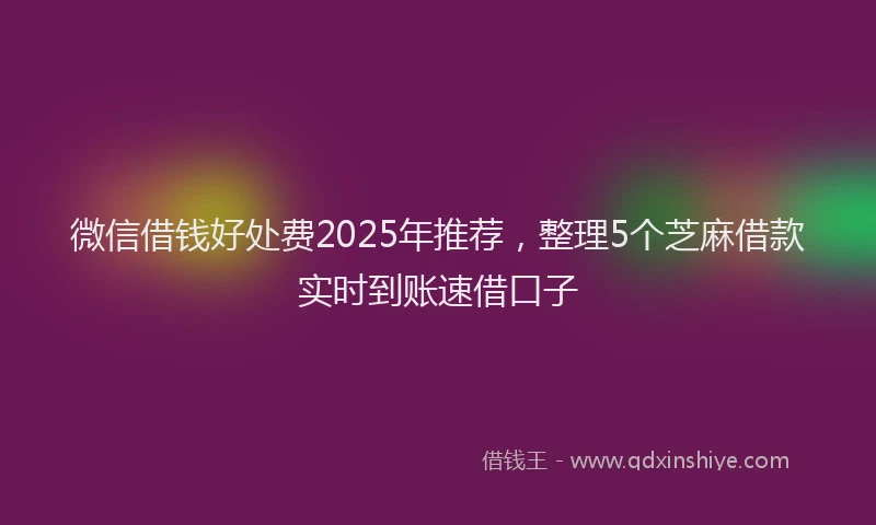 微信借钱好处费2025年推荐，整理5个芝麻借款实时到账速借口子