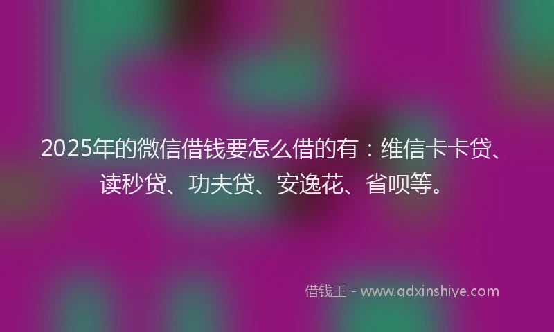 2025年的微信借钱要怎么借的有：维信卡卡贷、读秒贷、功夫贷、安逸花、省呗等。