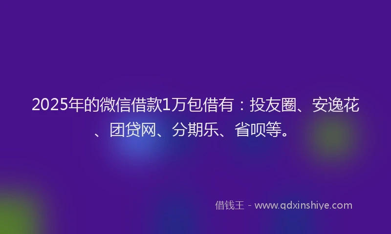 2025年的微信借款1万包借有：投友圈、安逸花、团贷网、分期乐、省呗等。