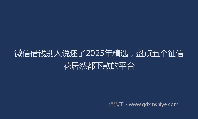 微信借钱别人说还了2025年精选，盘点五个征信花居然都下款的平台