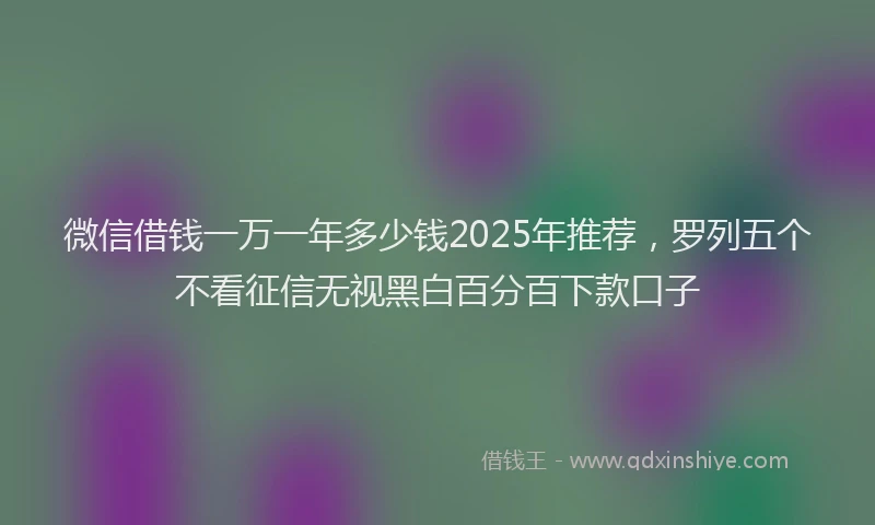 微信借钱一万一年多少钱2025年推荐，罗列五个不看征信无视黑白百分百下款口子