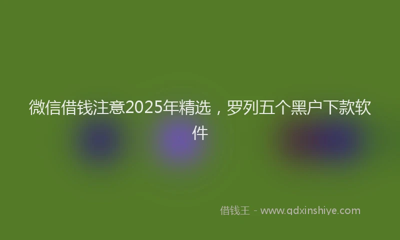 微信借钱注意2025年精选，罗列五个黑户下款软件