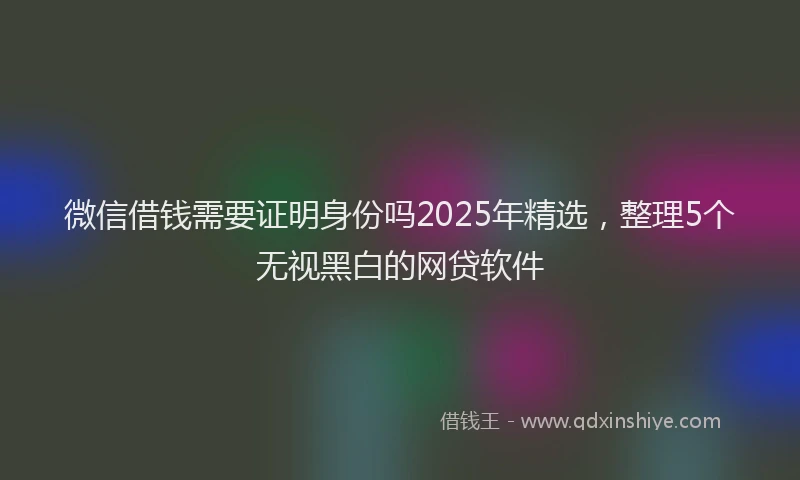 微信借钱需要证明身份吗2025年精选，整理5个无视黑白的网贷软件