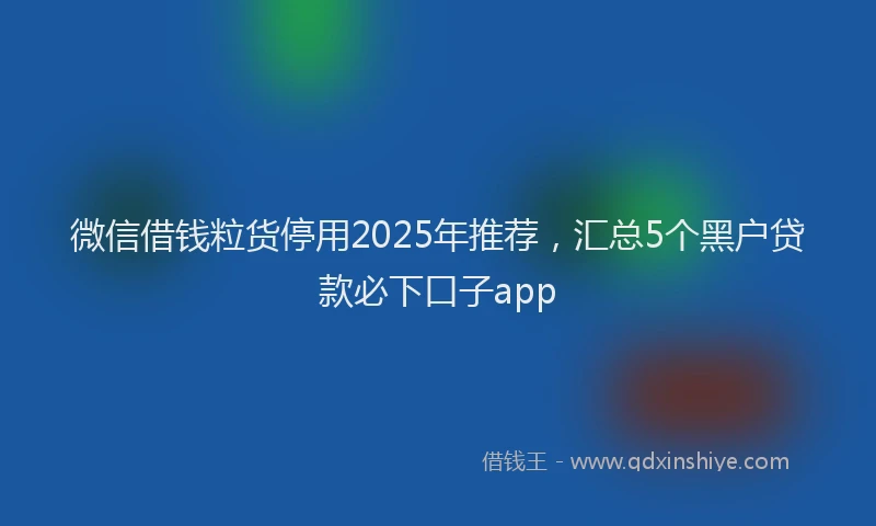 微信借钱粒货停用2025年推荐，汇总5个黑户贷款必下口子app