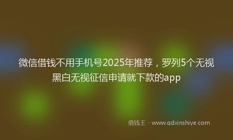 微信借钱不用手机号2025年推荐，罗列5个无视黑白无视征信申请就下款的app
