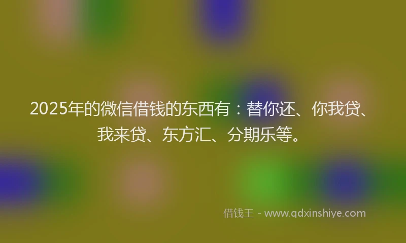 2025年的微信借钱的东西有：替你还、你我贷、我来贷、东方汇、分期乐等。