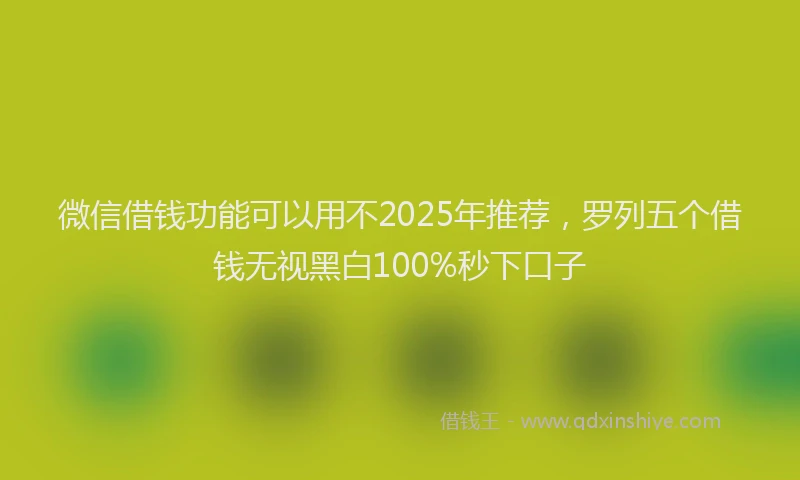 微信借钱功能可以用不2025年推荐，罗列五个借钱无视黑白100%秒下口子