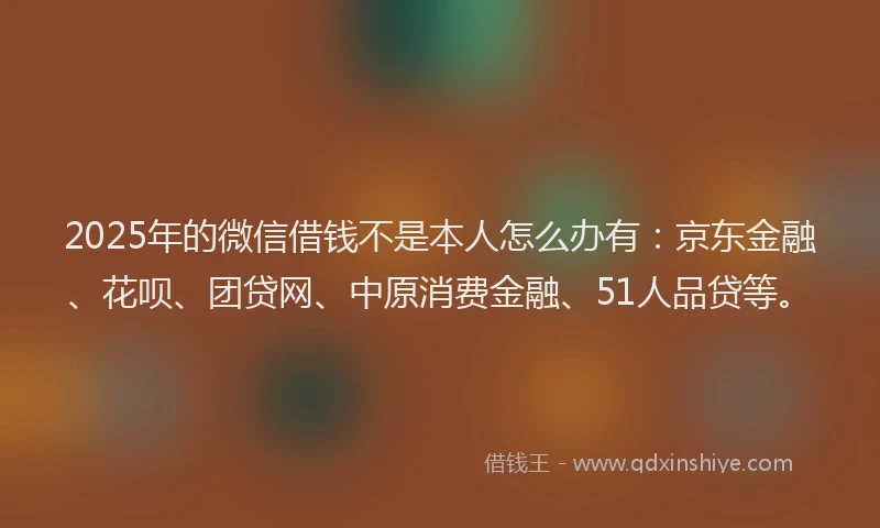 2025年的微信借钱不是本人怎么办有：京东金融、花呗、团贷网、中原消费金融、51人品贷等。