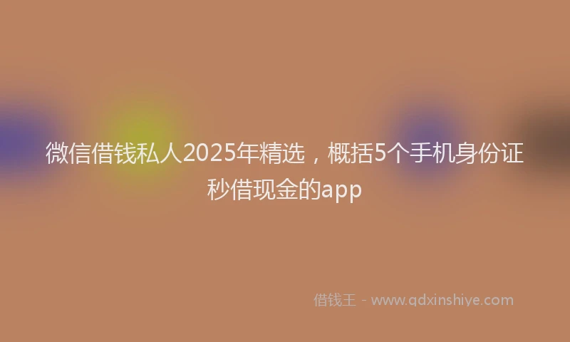微信借钱私人2025年精选，概括5个手机身份证秒借现金的app