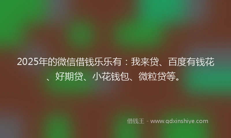 2025年的微信借钱乐乐有：我来贷、百度有钱花、好期贷、小花钱包、微粒贷等。