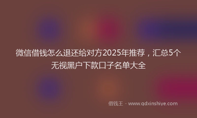 微信借钱怎么退还给对方2025年推荐，汇总5个无视黑户下款口子名单大全