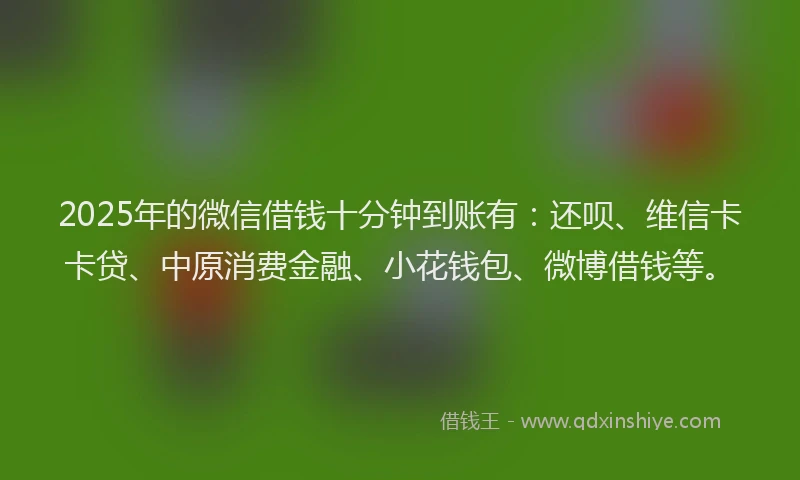 2025年的微信借钱十分钟到账有：还呗、维信卡卡贷、中原消费金融、小花钱包、微博借钱等。