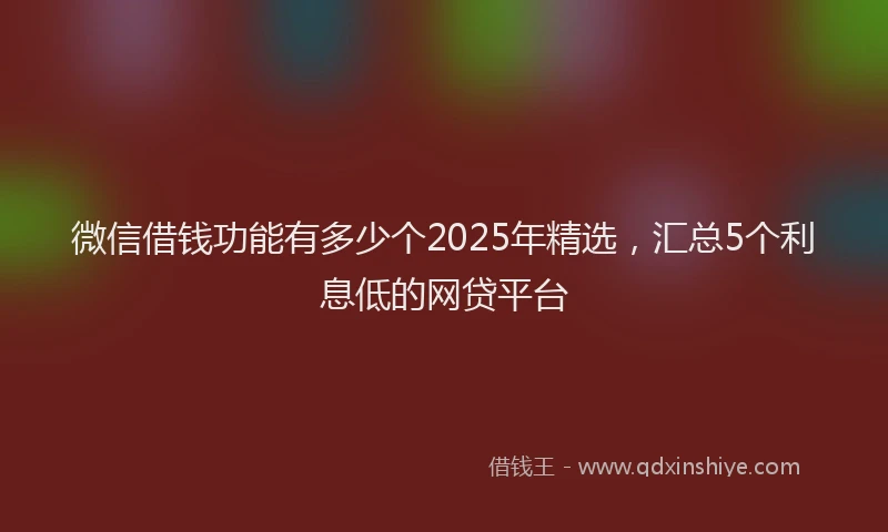 微信借钱功能有多少个2025年精选，汇总5个利息低的网贷平台