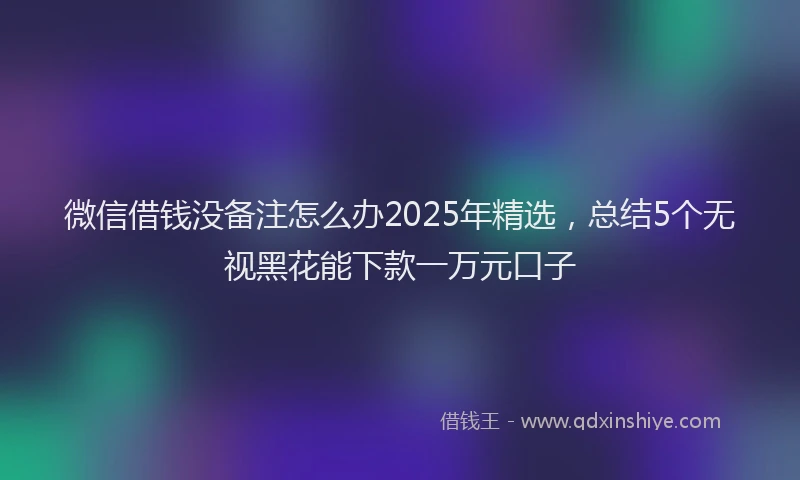 微信借钱没备注怎么办2025年精选，总结5个无视黑花能下款一万元口子