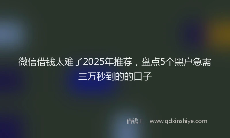 微信借钱太难了2025年推荐，盘点5个黑户急需三万秒到的的口子