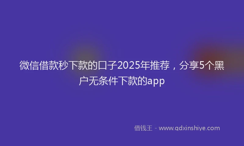 微信借款秒下款的口子2025年推荐，分享5个黑户无条件下款的app