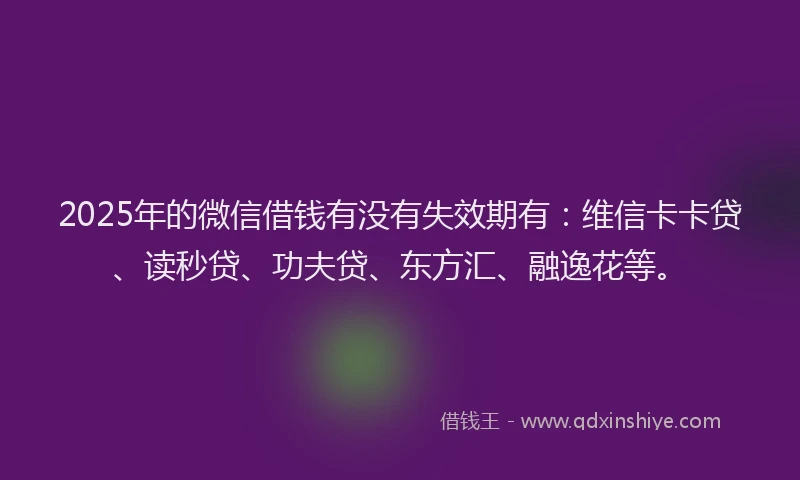 2025年的微信借钱有没有失效期有：维信卡卡贷、读秒贷、功夫贷、东方汇、融逸花等。