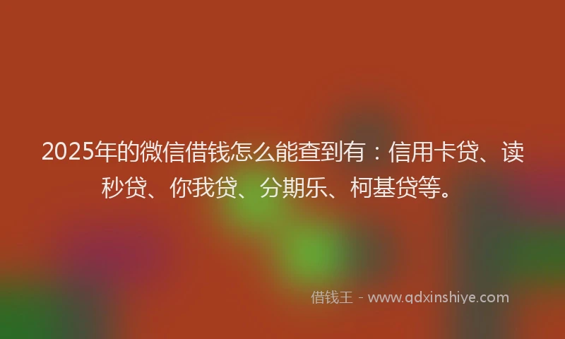 2025年的微信借钱怎么能查到有：信用卡贷、读秒贷、你我贷、分期乐、柯基贷等。